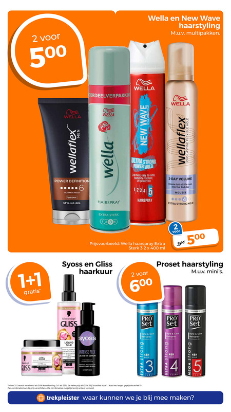 Syoss   hairspray, haargel folder aanbieding bij  Trekpleister - details