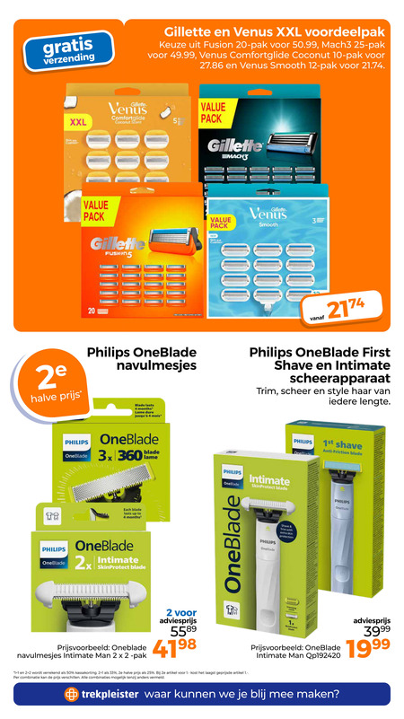 Philips   scheermesjes folder aanbieding bij  Trekpleister - details