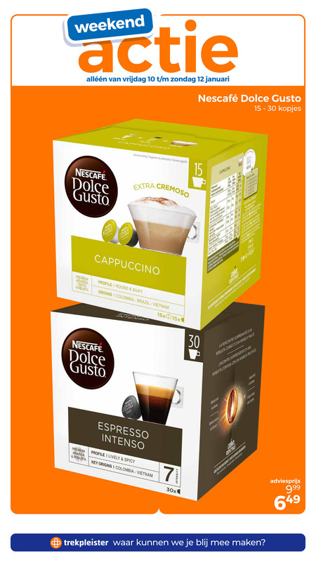 Nescafe   dolce gusto capsules folder aanbieding bij  Trekpleister - details