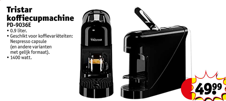 Tristar   nespresso apparaat folder aanbieding bij  Kruidvat - details