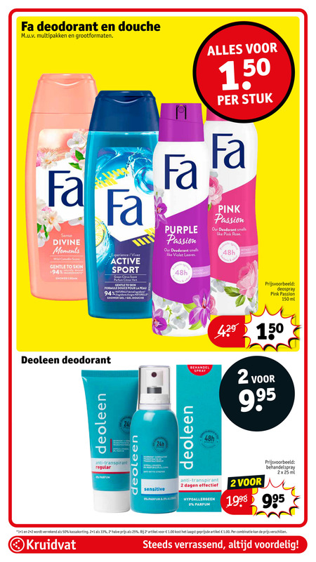 Deoleen   deodorant, douchegel folder aanbieding bij  Kruidvat - details