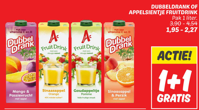 Dubbeldrank   fruitdrank folder aanbieding bij  Dekamarkt - details