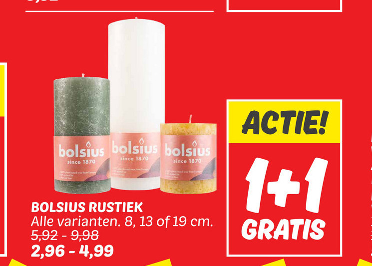 Bolsius   rustieke kaarsen folder aanbieding bij  Dekamarkt - details