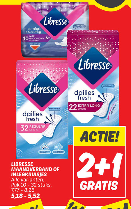 Libresse   maandverband, inlegkruisjes folder aanbieding bij  Dekamarkt - details