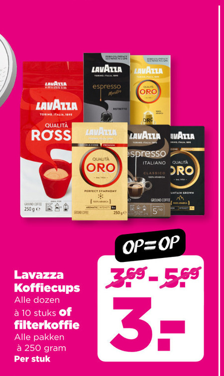 Lavazza   koffiecups, koffie folder aanbieding bij  Plus - details