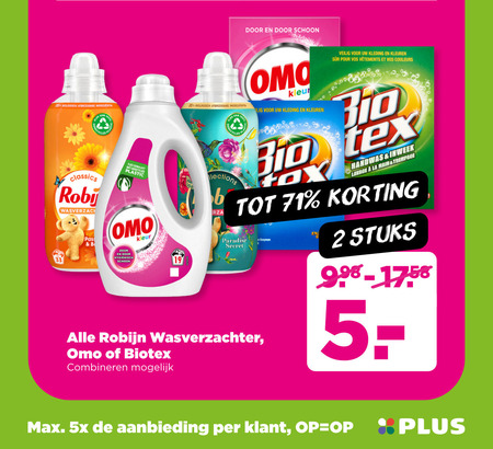 Biotex   wasmiddel, wasverzachter folder aanbieding bij  Plus - details