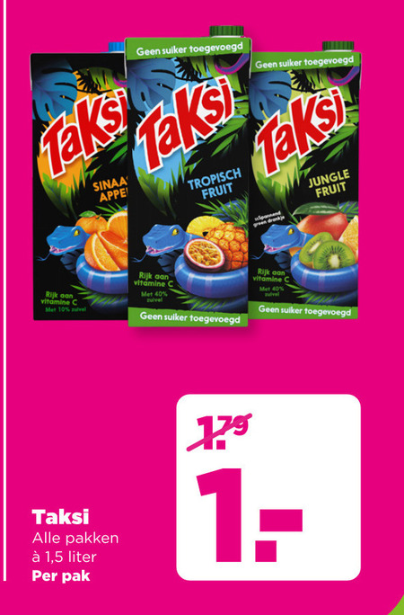 Taksi   fruitdrank folder aanbieding bij  Plus - details