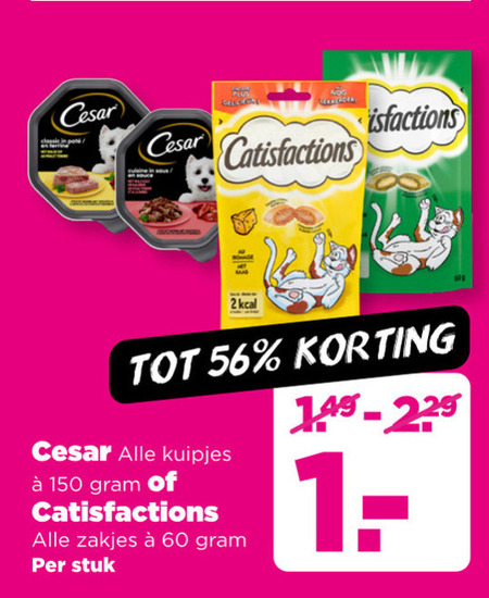 Catisfactions   kattenvoer, hondenvoer folder aanbieding bij  Plus - details