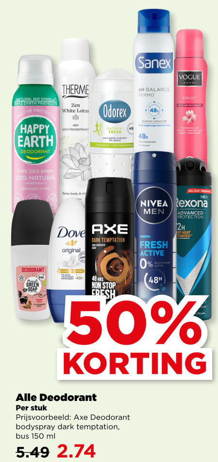 Rexona   deodorant folder aanbieding bij  Plus - details