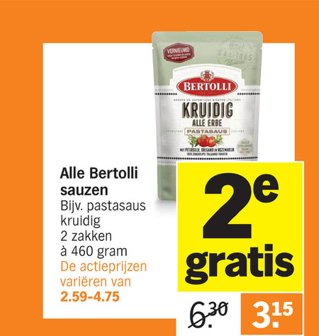 Bertolli   pastasaus folder aanbieding bij  Albert Heijn - details