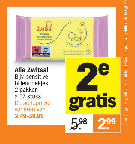 Zwitsal   billendoekjes folder aanbieding bij  Albert Heijn - details