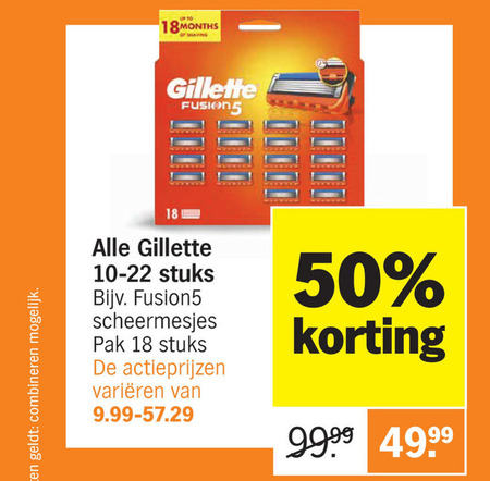 Gillette   scheermesjes folder aanbieding bij  Albert Heijn - details