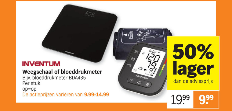 Inventum   bloeddrukmeter, weegschaal folder aanbieding bij  Albert Heijn - details