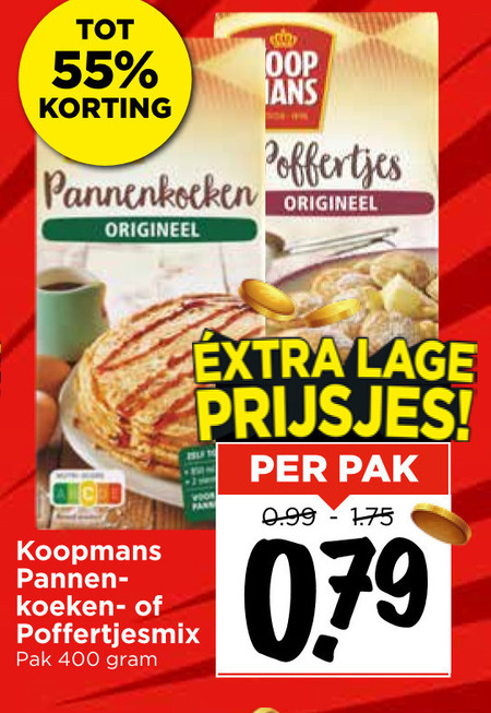 Koopmans   pannenkoekenmix, poffertjesmix folder aanbieding bij  Vomar - details