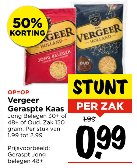 Vergeer   geraspte kaas folder aanbieding bij  Vomar - details