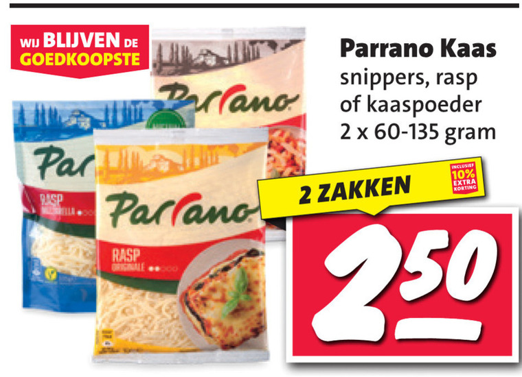 Parrano   geraspte kaas folder aanbieding bij  Nettorama - details