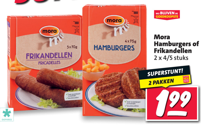 Mora   hamburger, frikandellen folder aanbieding bij  Nettorama - details