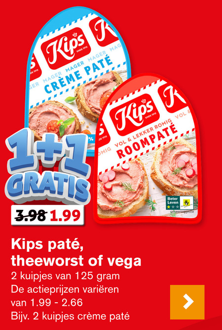 Kips   theeworst, pate folder aanbieding bij  Hoogvliet - details