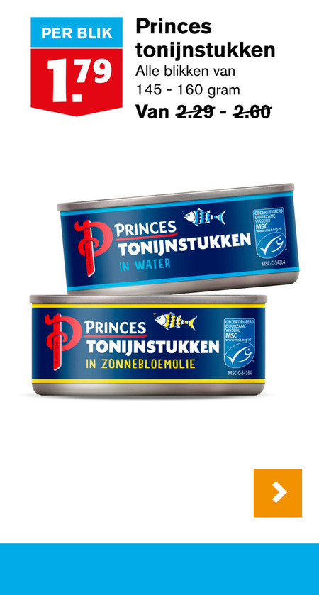 Princes   tonijn in blik folder aanbieding bij  Hoogvliet - details