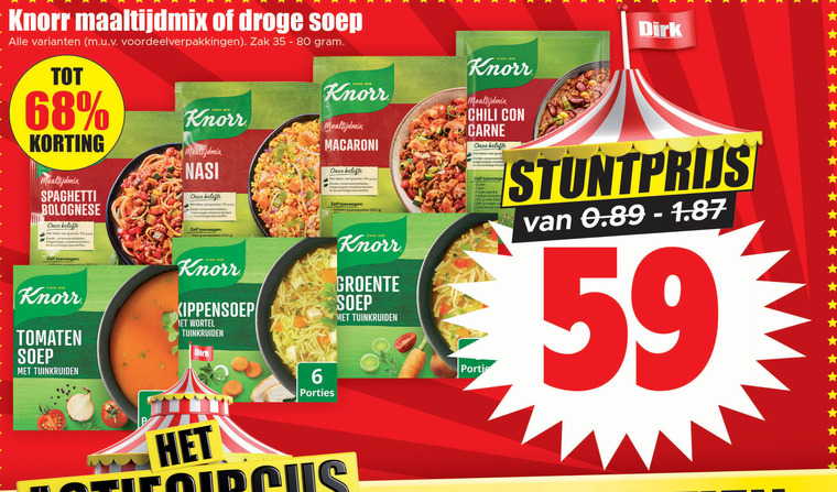 Knorr   maaltijdmix, soep folder aanbieding bij  Dirk - details