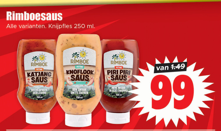 Rimboe   snacksaus folder aanbieding bij  Dirk - details