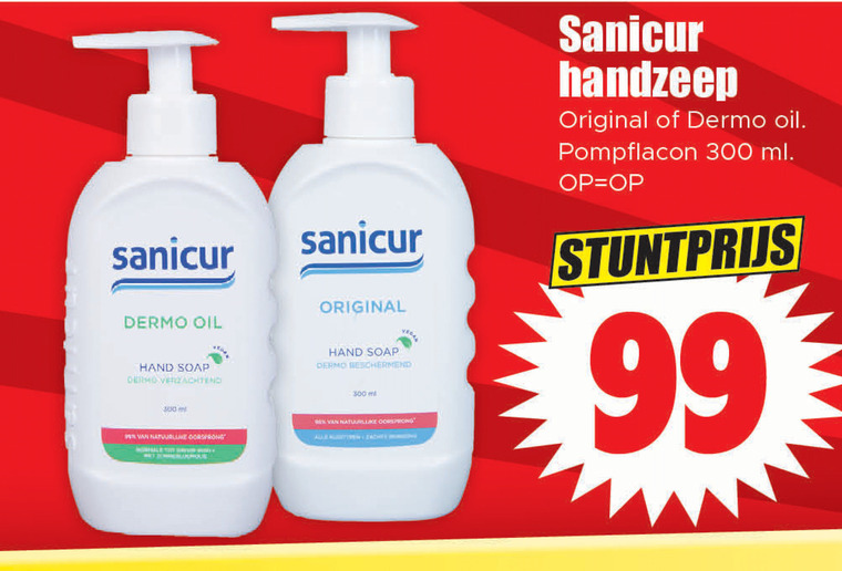 Sanicur   handzeep folder aanbieding bij  Dirk - details