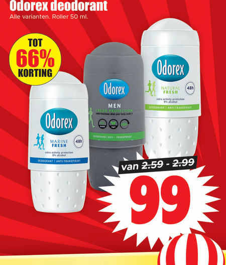 Odorex   deodorant folder aanbieding bij  Dirk - details