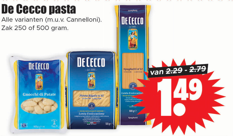 De Cecco   pasta folder aanbieding bij  Dirk - details