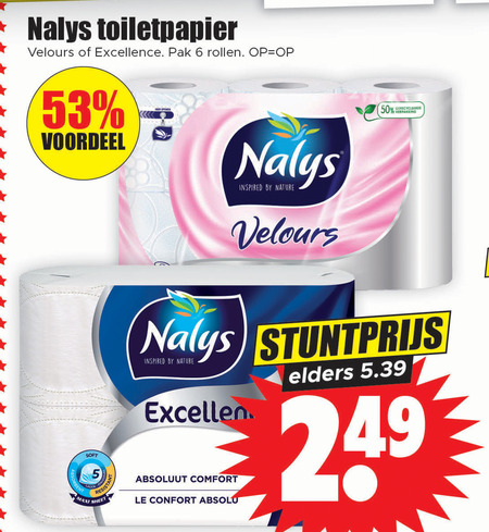 Nalys   toiletpapier folder aanbieding bij  Dirk - details