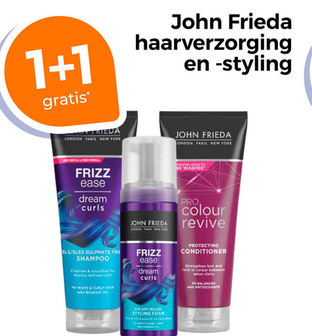 John Frieda   hairspray, shampoo folder aanbieding bij  Trekpleister - details