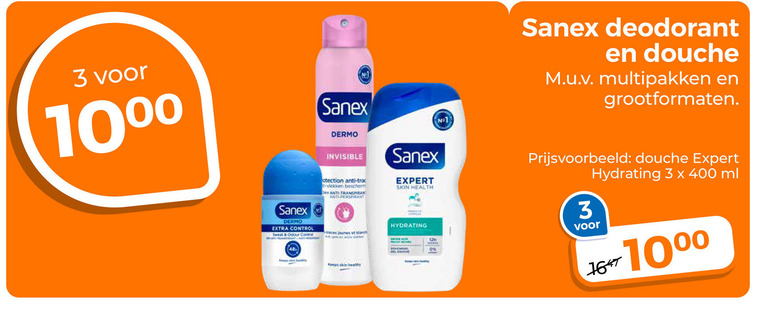 Sanex   douchegel, deodorant folder aanbieding bij  Trekpleister - details