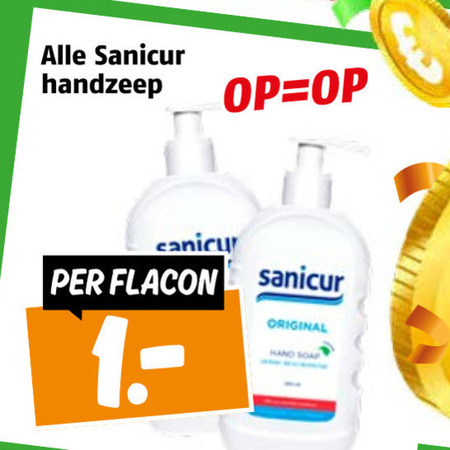 Sanicur   handzeep folder aanbieding bij  Poiesz - details