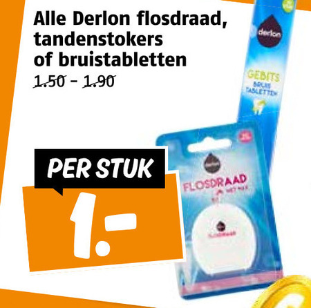 Derlon   flosdraad, tandenstokers folder aanbieding bij  Poiesz - details