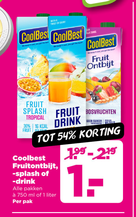 Coolbest   vruchtensap folder aanbieding bij  Plus - details