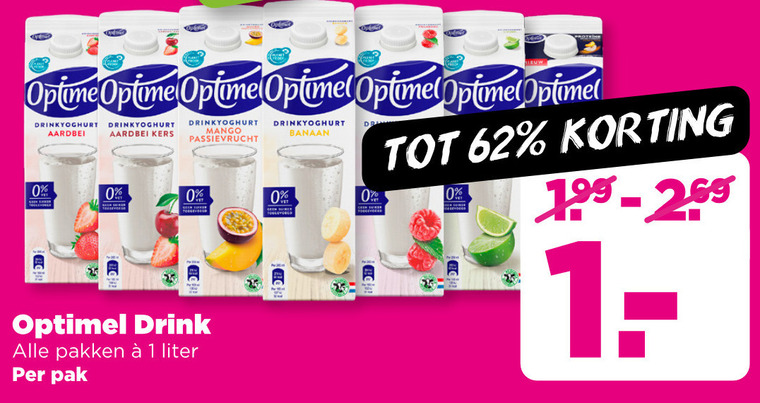 Optimel   drinkyoghurt folder aanbieding bij  Plus - details