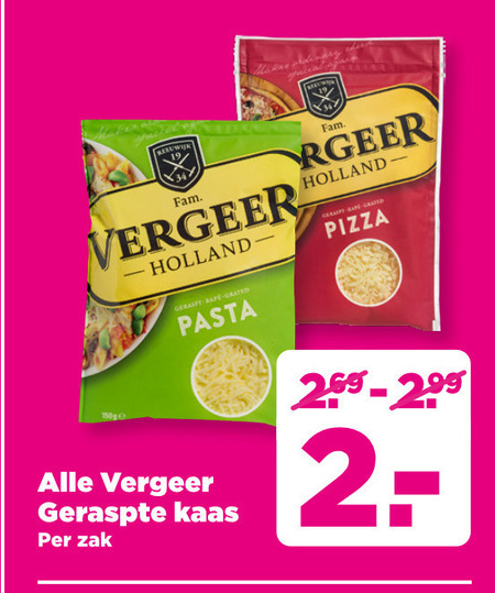 Vergeer   geraspte kaas folder aanbieding bij  Plus - details