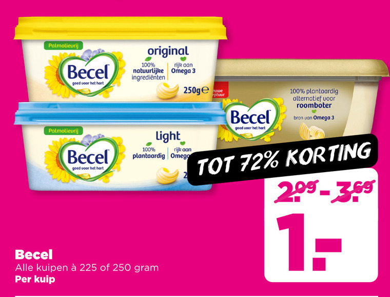 Becel   margarine folder aanbieding bij  Plus - details