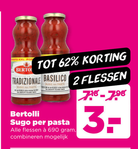 Bertolli   pastasaus folder aanbieding bij  Plus - details