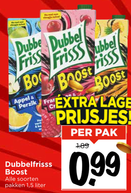 Dubbelfrisss   fruitdrank folder aanbieding bij  Vomar - details