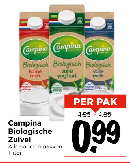 Campina   zuivel, yoghurt folder aanbieding bij  Vomar - details