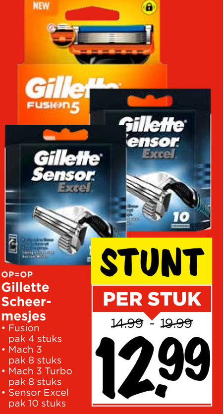 Gillette   scheermesjes folder aanbieding bij  Vomar - details