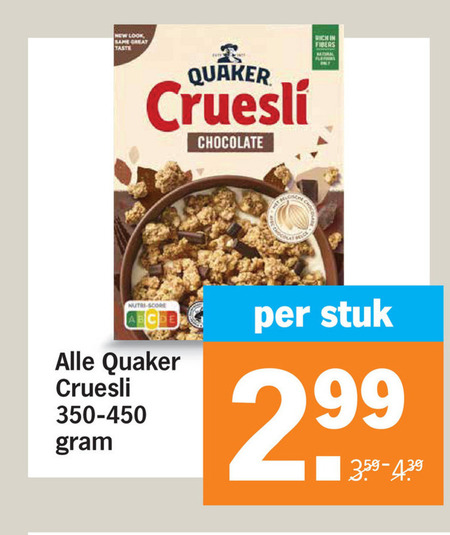 Quaker   cruesli folder aanbieding bij  Albert Heijn - details