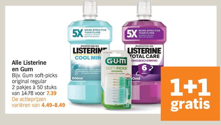 Listerine   mondwater, tandenstokers folder aanbieding bij  Albert Heijn - details