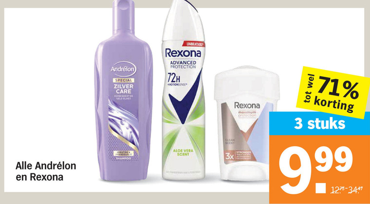 Rexona   shampoo, deodorant folder aanbieding bij  Albert Heijn - details