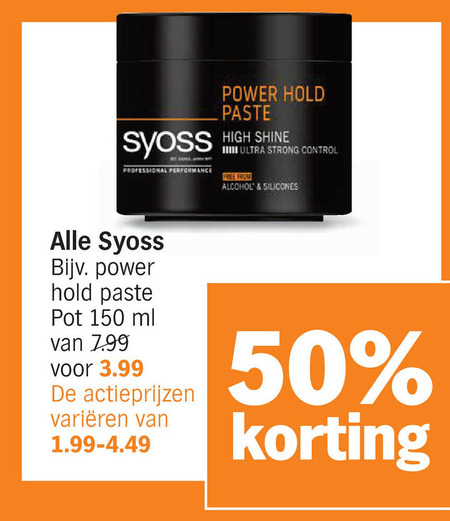 Syoss   hairspray, haargel folder aanbieding bij  Albert Heijn - details