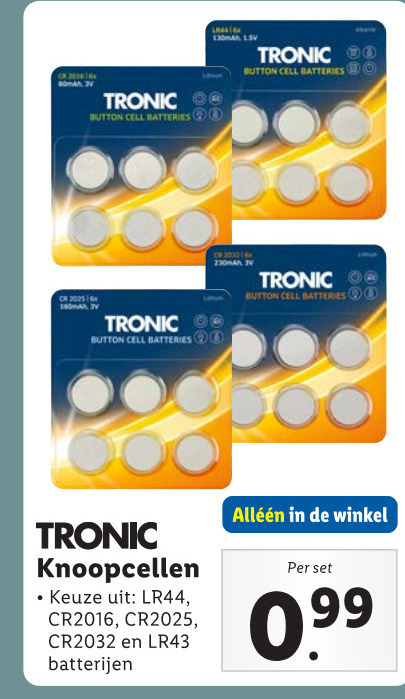 Tronic   knoopcelbatterij folder aanbieding bij  Lidl - details