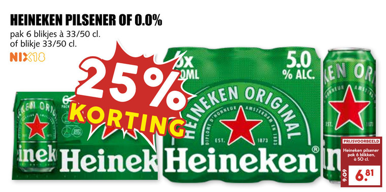 Heineken 0.0   blikje bier folder aanbieding bij  MCD Supermarkt Basis - details