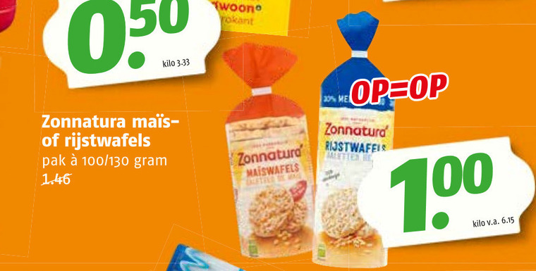 Zonnatura   rijstwafels folder aanbieding bij  Poiesz - details