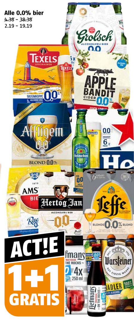 Heineken 0.0   alcoholvrij bier, blikje bier folder aanbieding bij  Poiesz - details