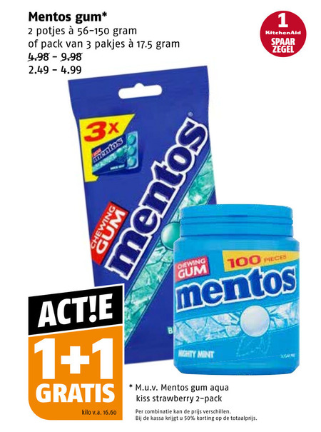 Mentos   kauwgom folder aanbieding bij  Poiesz - details